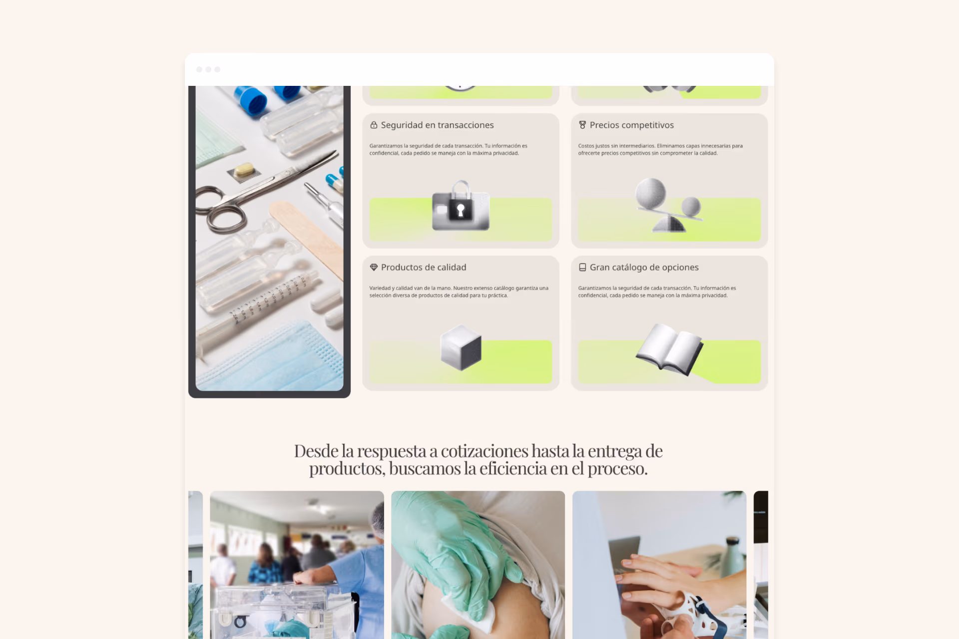Página Nosotros de Doctor Equipamiento