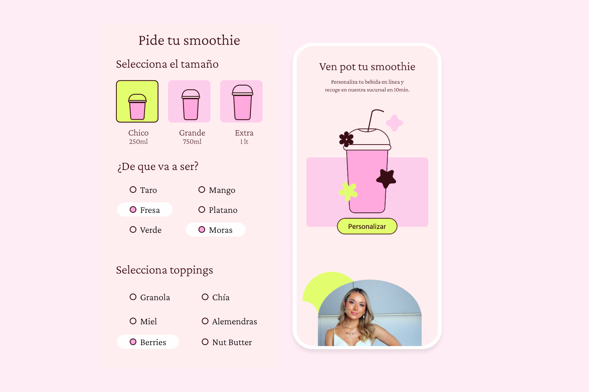 Interfaz de smoothies de NDO Healthy Spot