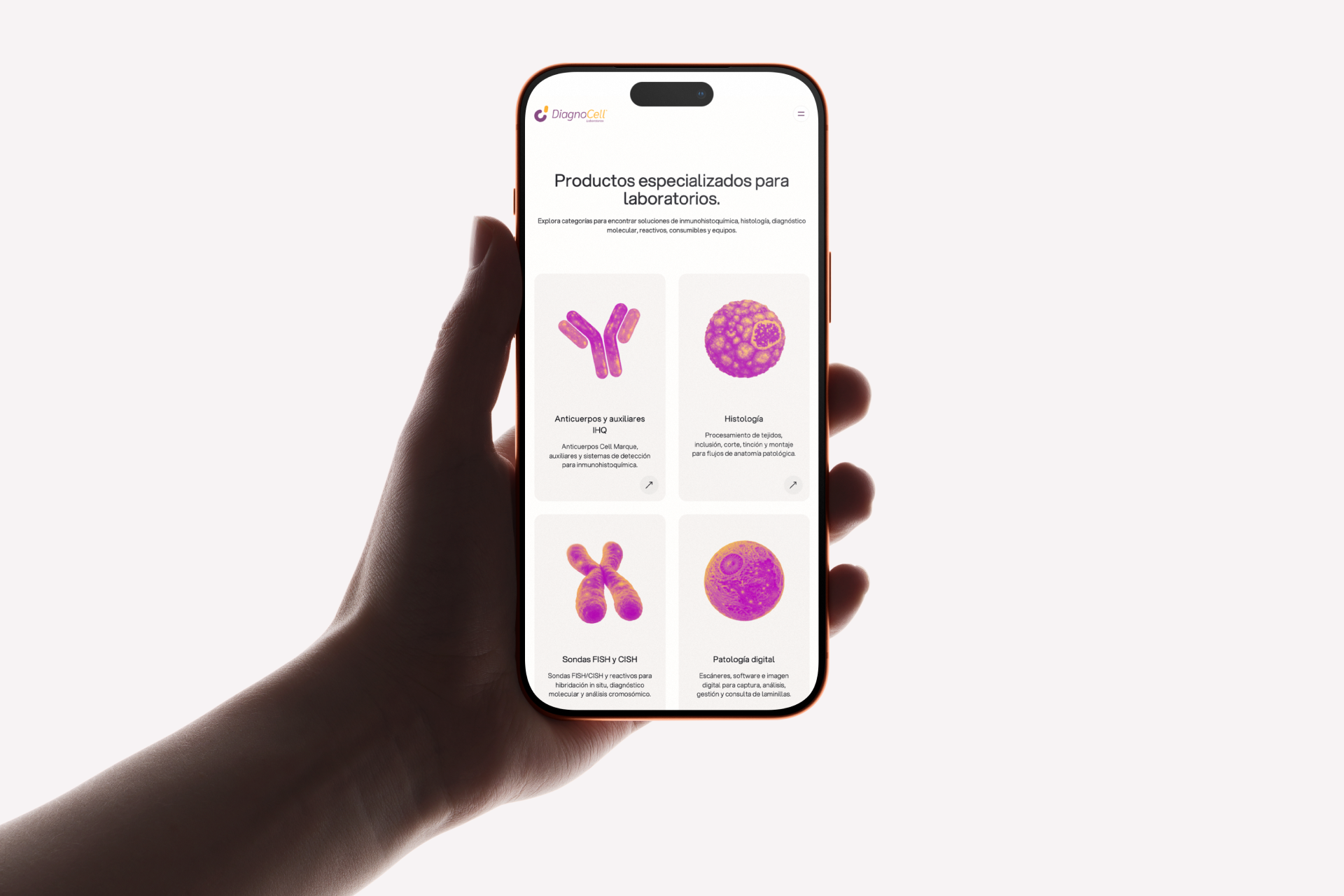 Diagnocell product catalog category interface