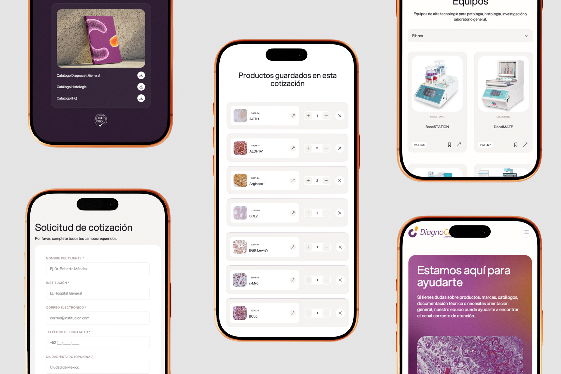Diagnocell mobile screens