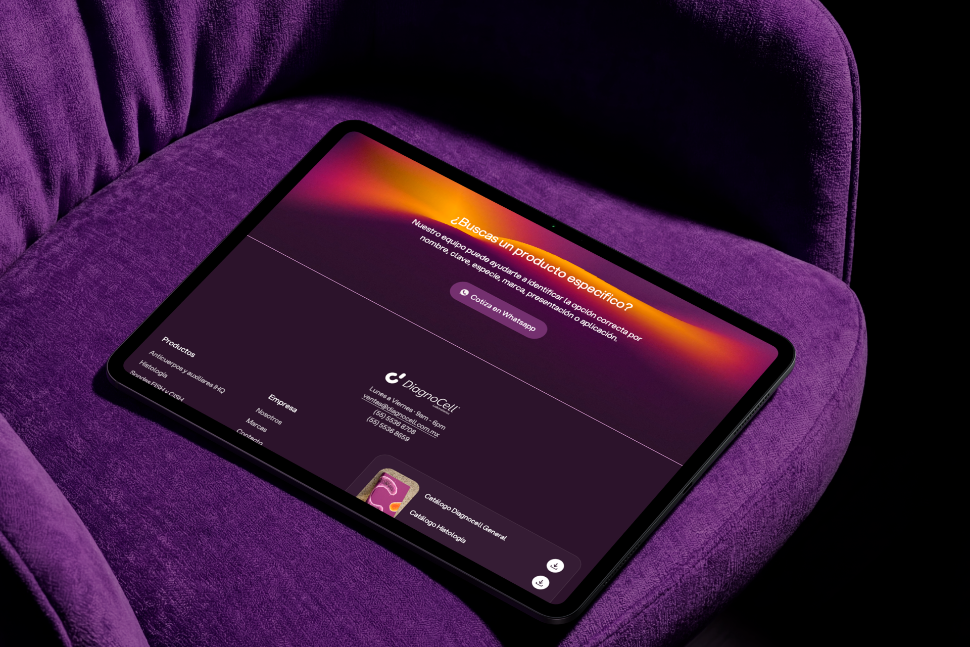 Diagnocell tablet footer interface